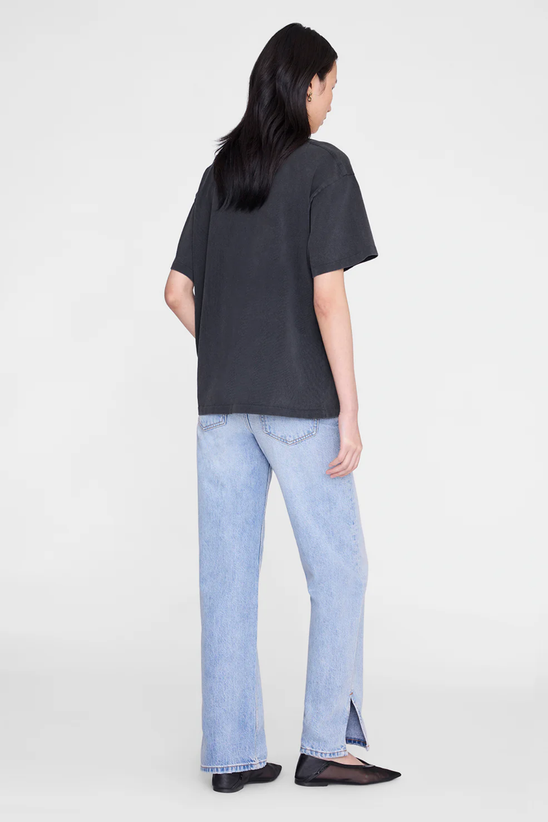 Anine Bing Cade Tee Melrose Stencil Washed Black