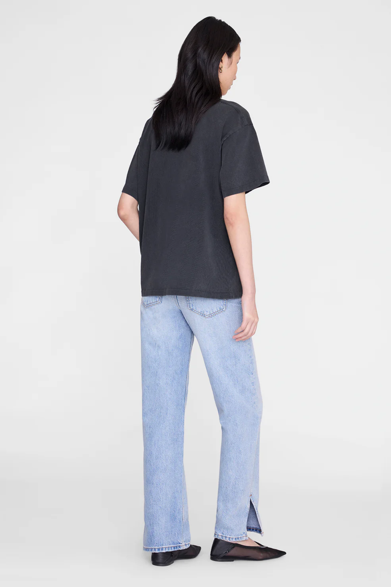 Anine Bing Cade Tee Melrose Stencil Washed Black