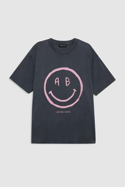 Anine Bing Cade Tee Smiley Washed Grey