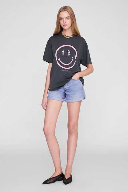 Anine Bing Cade Tee Smiley Washed Grey