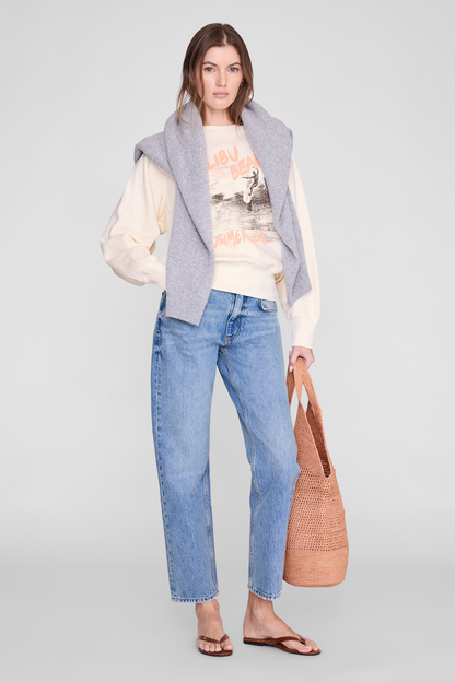 Anine Bing Harry Shrunken Sweatshirt Washed Buttercream