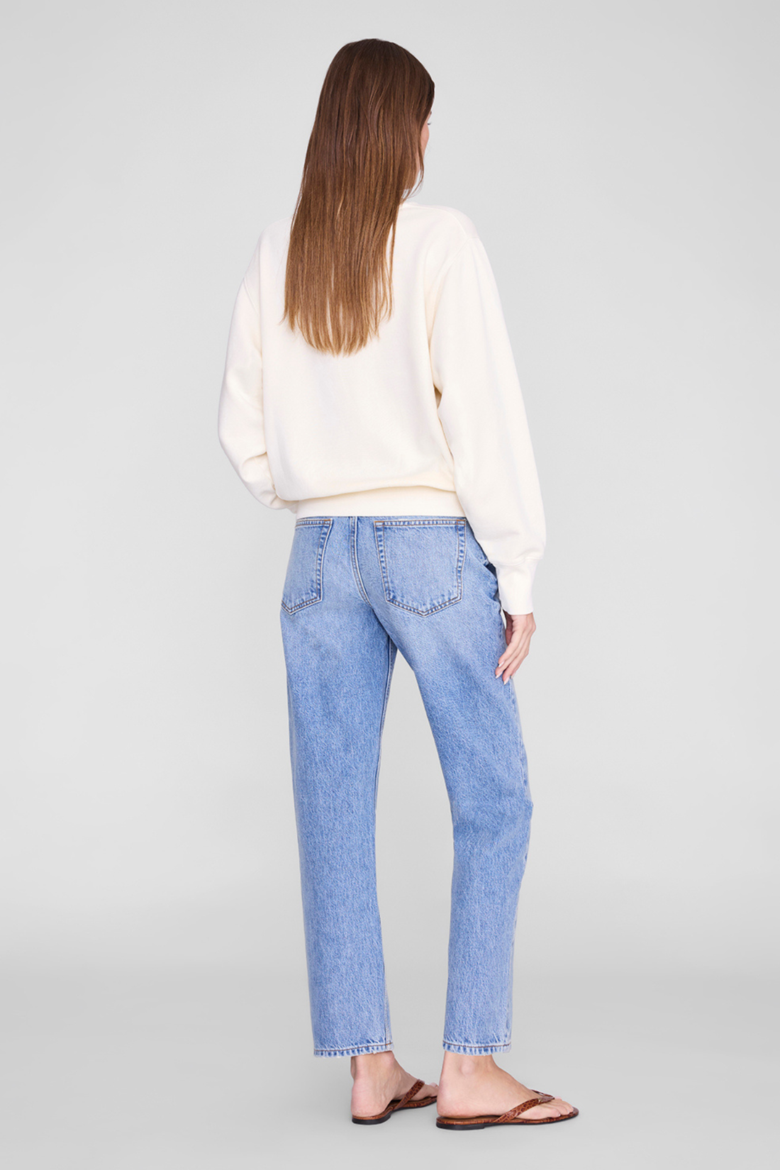 Anine Bing Harry Shrunken Sweatshirt Washed Buttercream