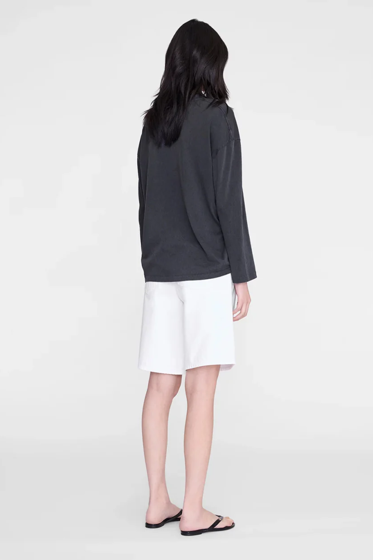 Anine Bing Ivan Long Sleeve Paris Stencil Washed Black
