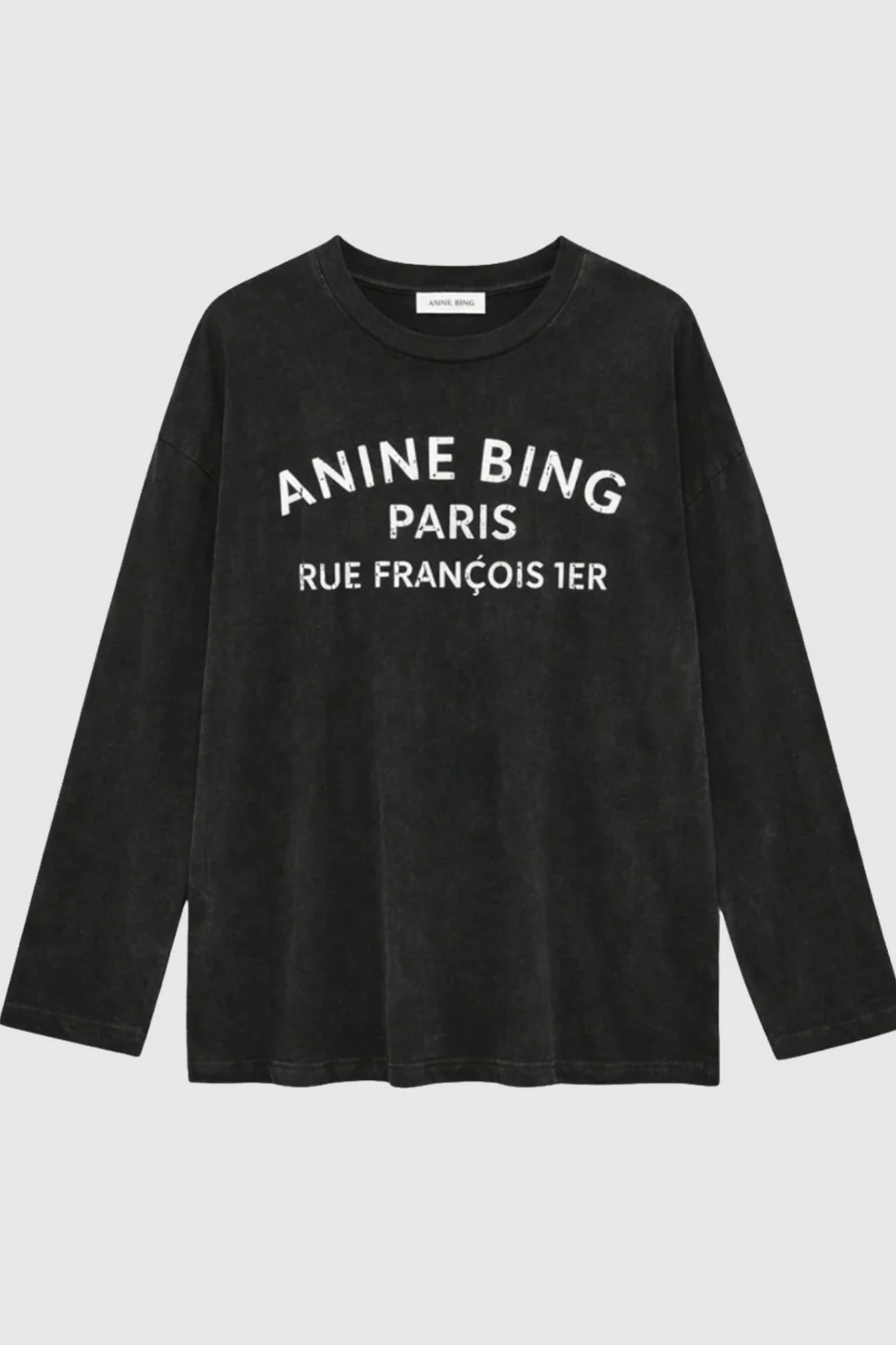 Anine Bing Ivan Long Sleeve Paris Stencil Washed Black