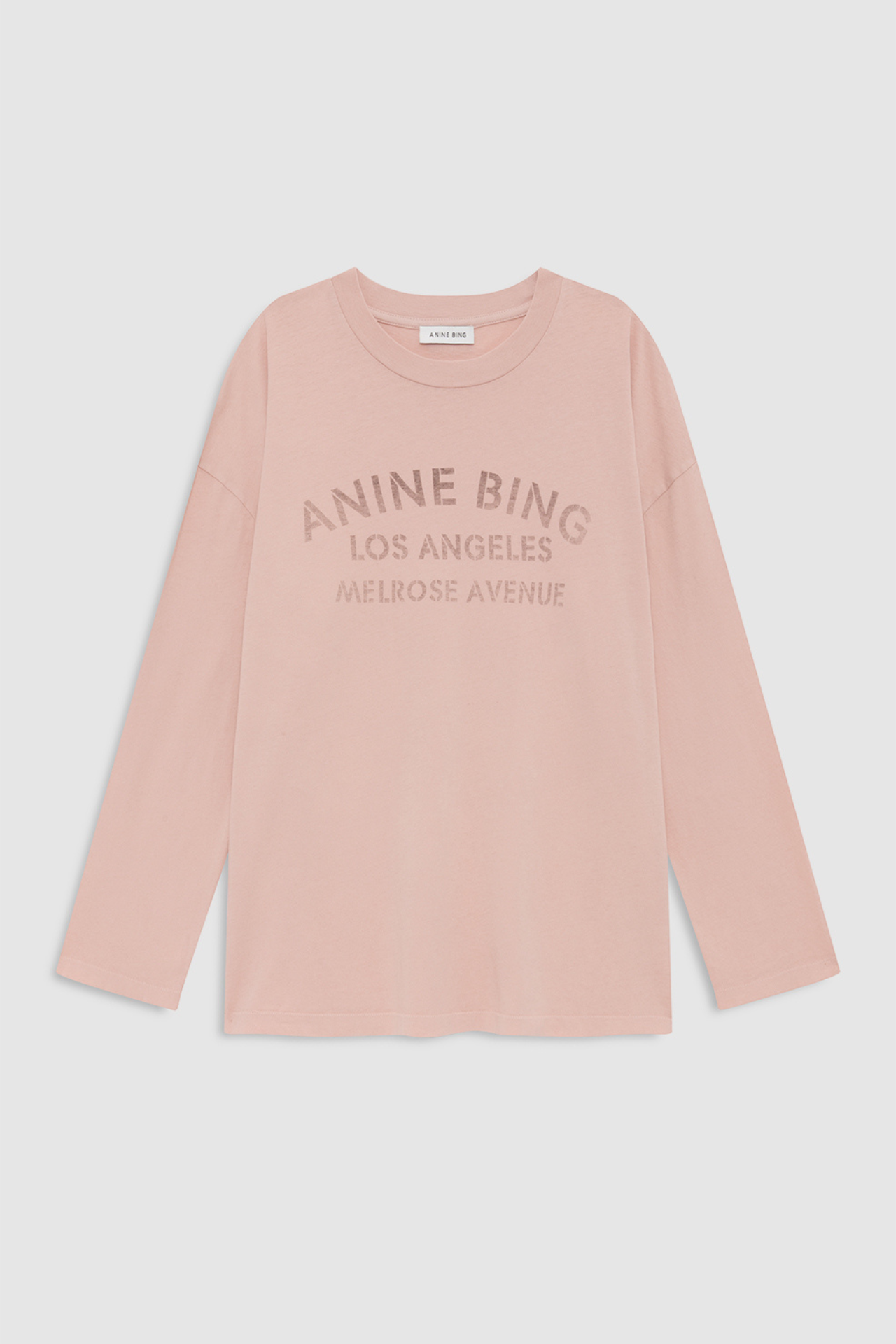 Anine Bing Ivan Long Sleeve Melrose Stencil Washed Blush
