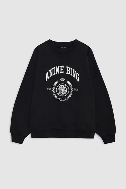 Anine Bing Miles Collegiate Sweatshirt Washed Black