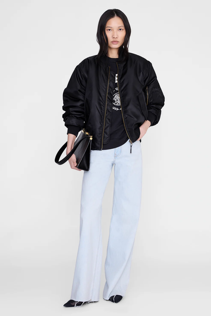 Anine Bing Miles Collegiate Sweatshirt Washed Black