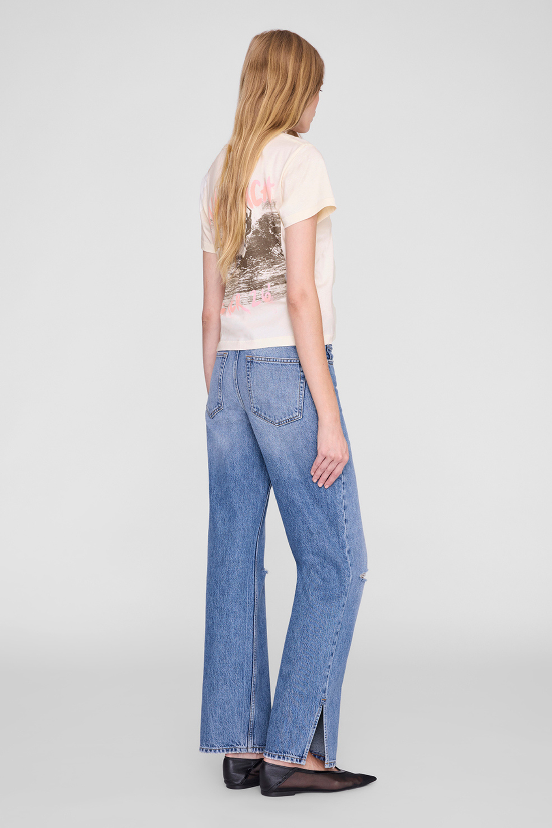 Anine Bing Shelley Tee Surfer Washed Buttercream