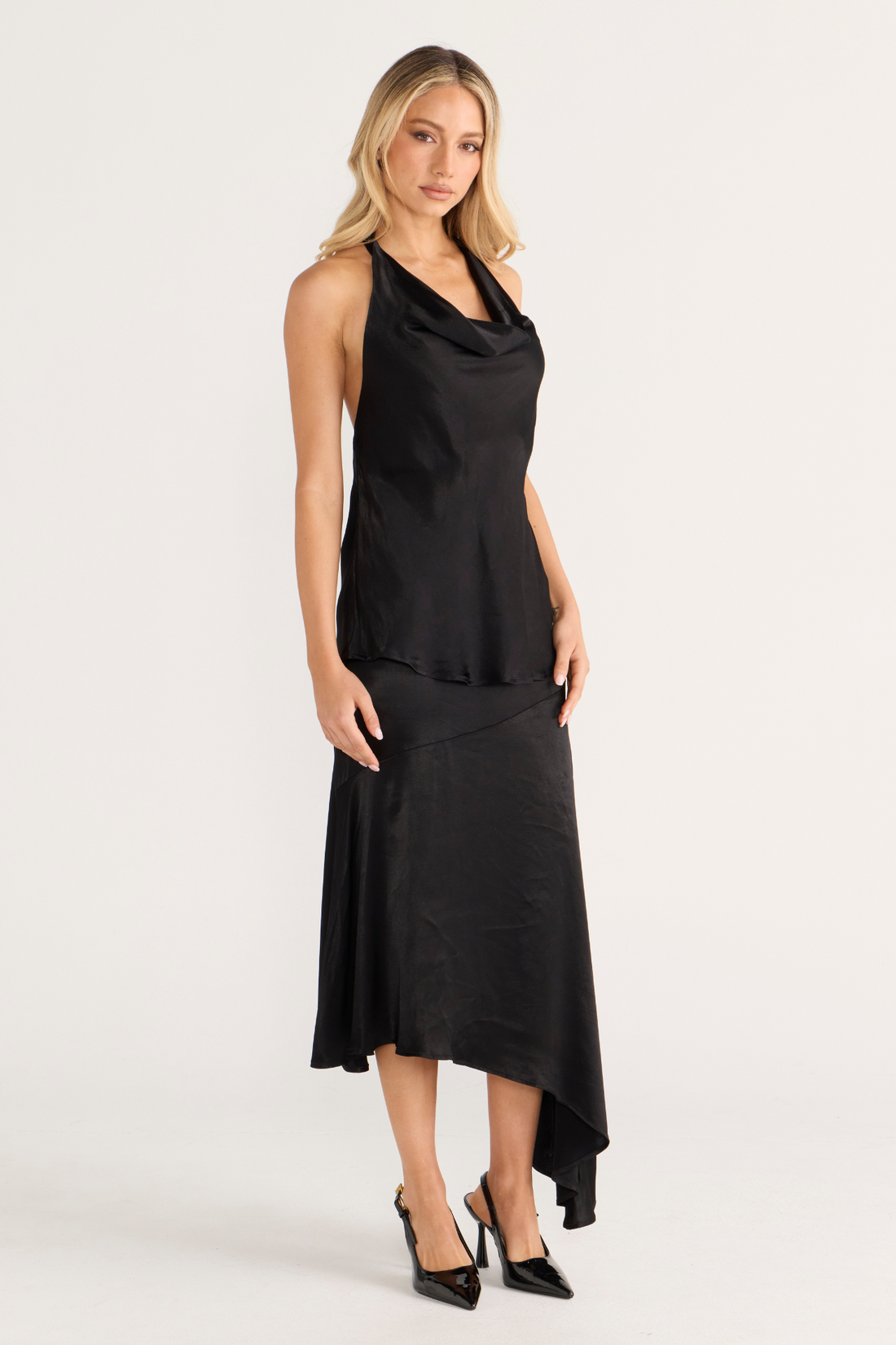 Bianca Cowl Top Black