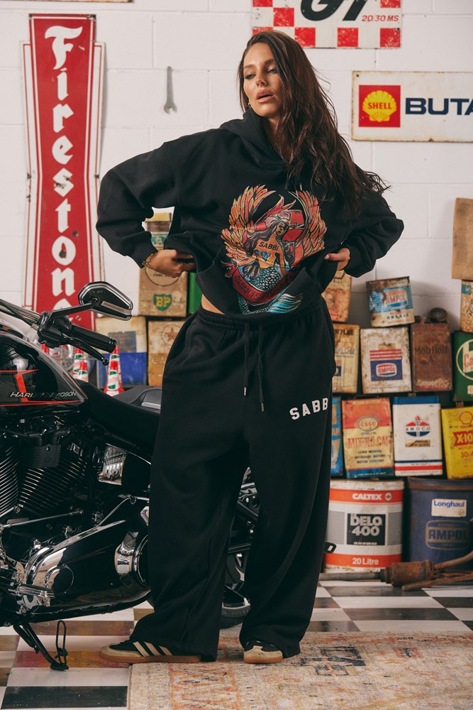The Brenda Energy Wide Trackpant Black