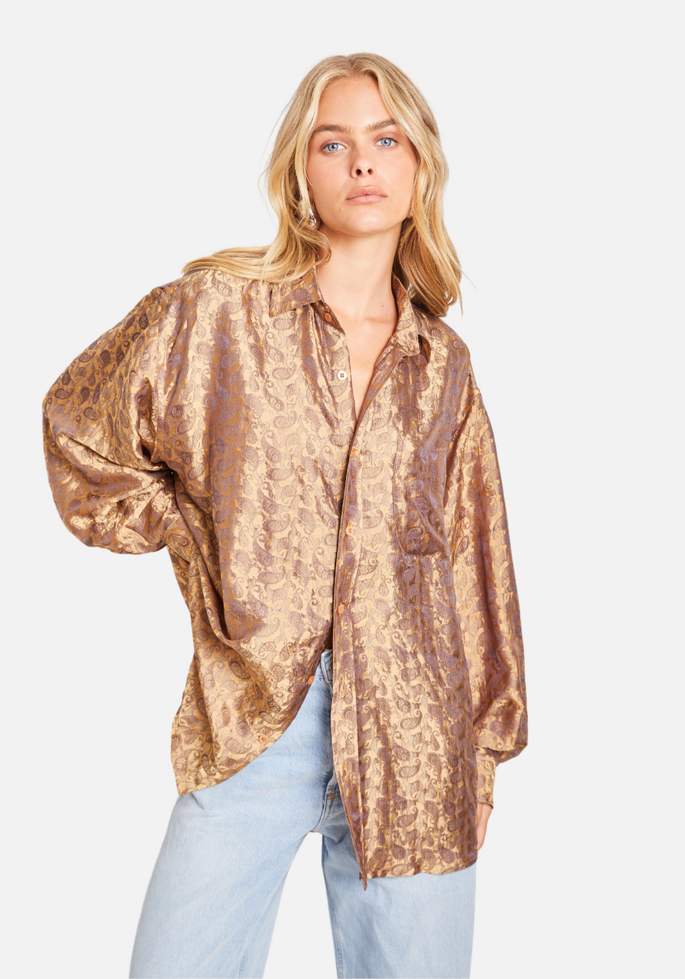 BRUNS SHIRT LONGSLEEVE GOLD PAISLEY