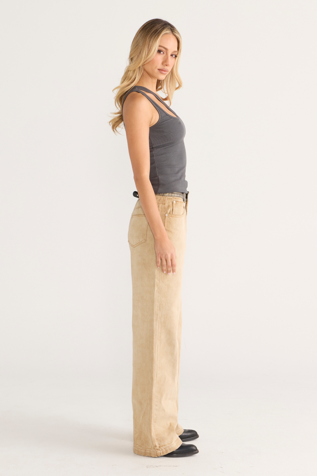 Chelsea One Shoulder Singlet Coal