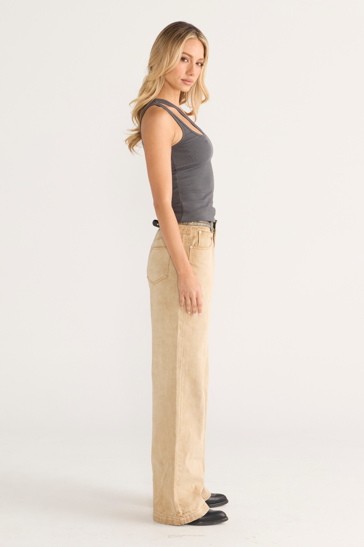 Chelsea One Shoulder Singlet Coal