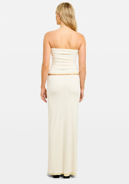 Aisha Reversible Maxi Skirt Butter/White