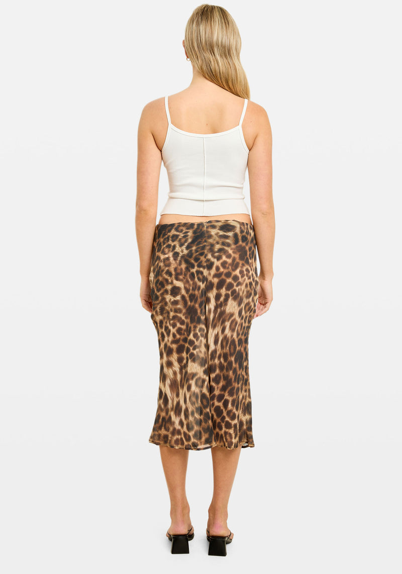 Pre-Order | AISHA BIAS MIDI SKIRT LEOPARD