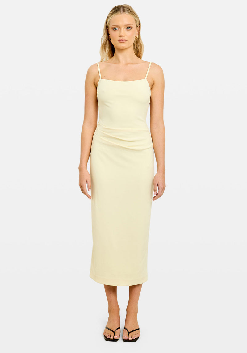 AISHA CREPE MIDI DRESS BUTTER