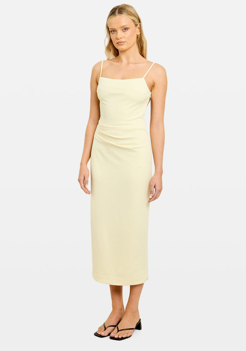 AISHA CREPE MIDI DRESS BUTTER