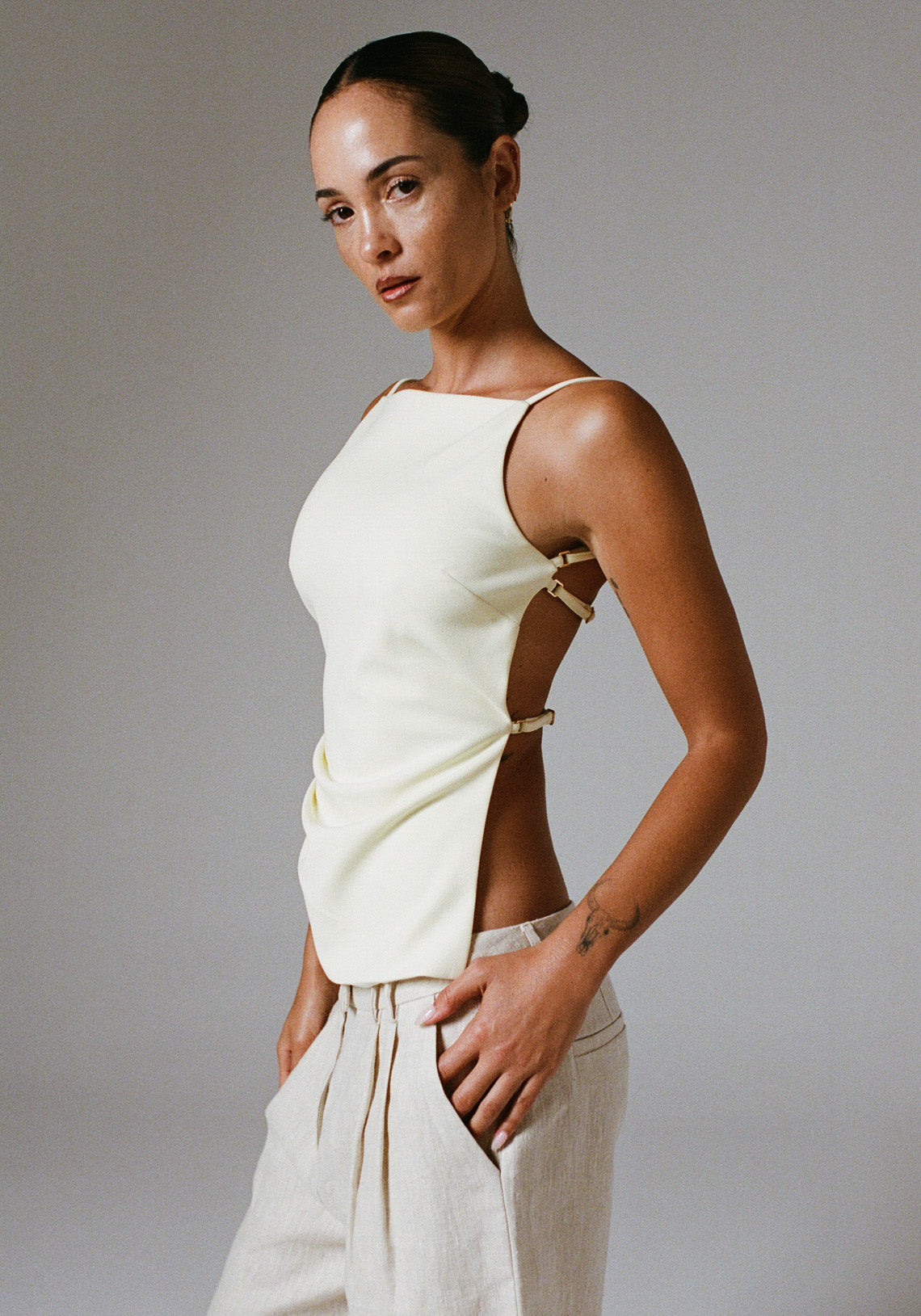 Aisha Crepe Top Butter