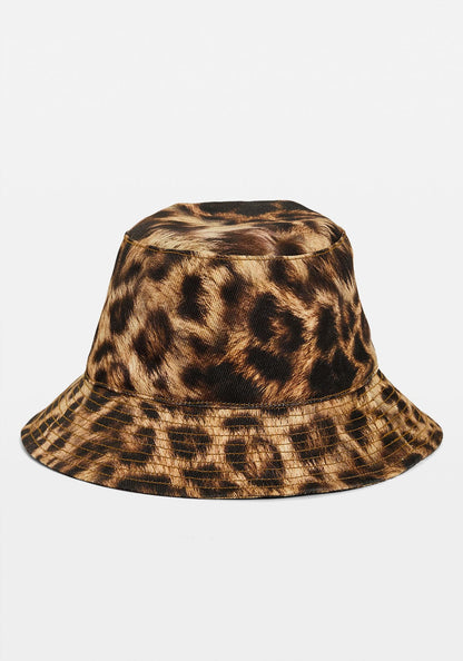 Aisha Denim Bucket Hat Leopard
