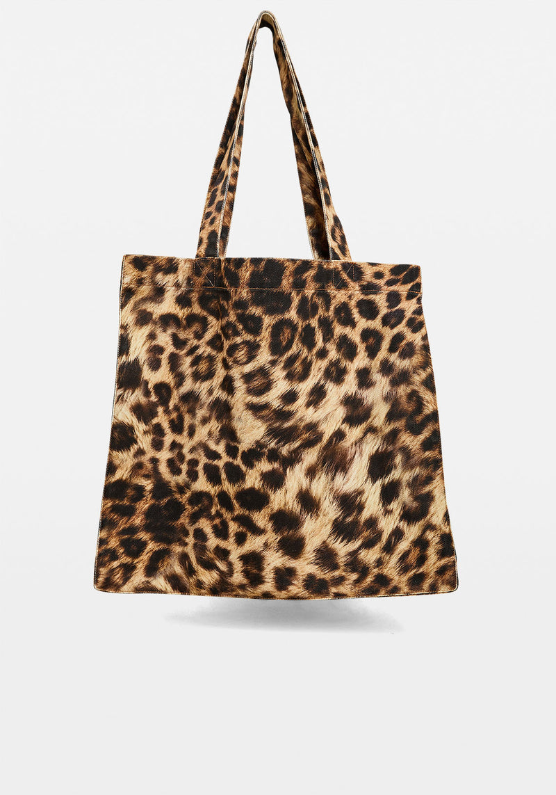 Pre-Order | AISHA DENIM TOTE BAG LEOPARD