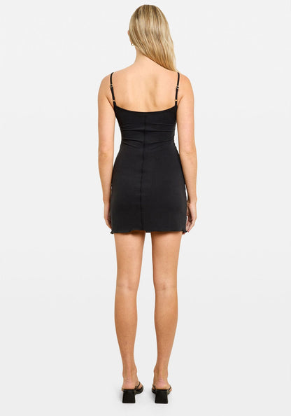 Aisha Reversible Mini Dress Black/Stone