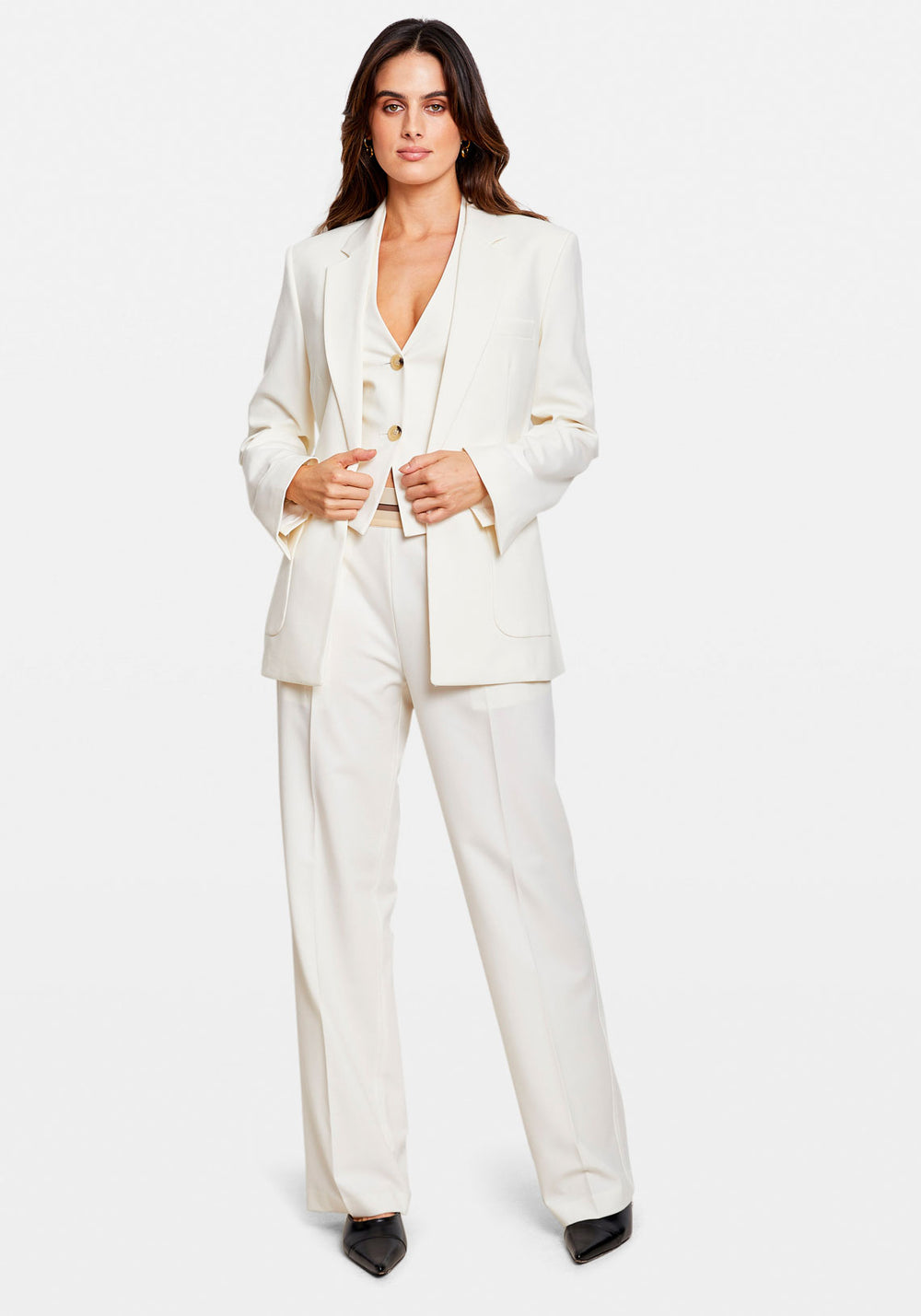 BELTED BLAZER STRETCH IVORY