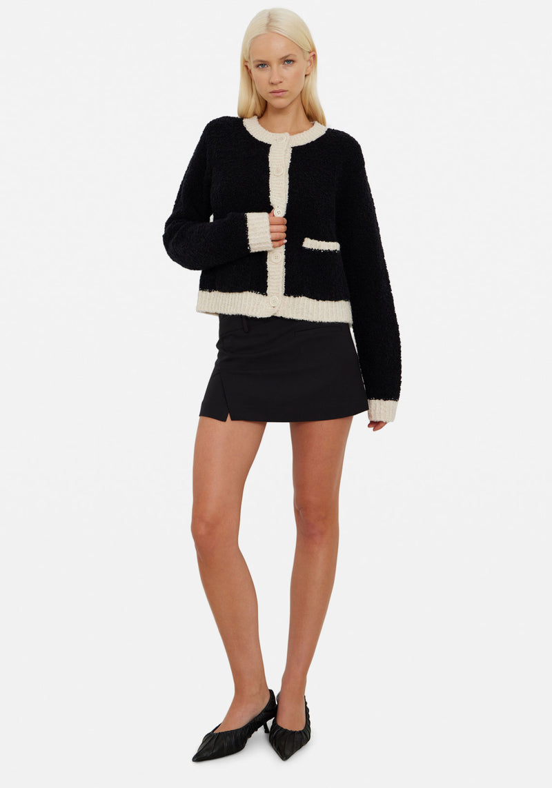 BOUCLE CARDIGAN BLACK/IVORY