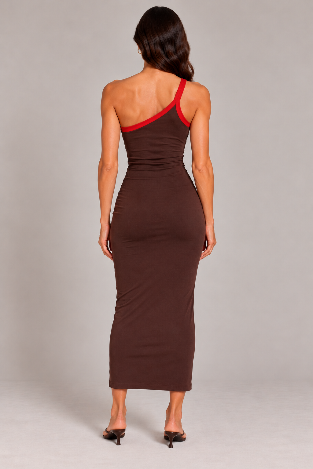 Chosen By Tuchuzy Gigi Single One Shoulder Maxi Dress in Coffee/Chilli