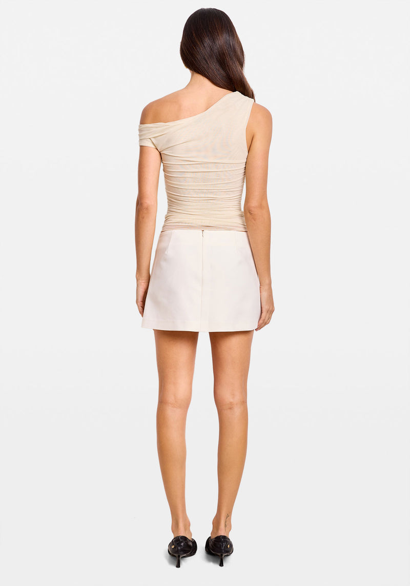 MESH ASYMMETRIC TOP IVORY