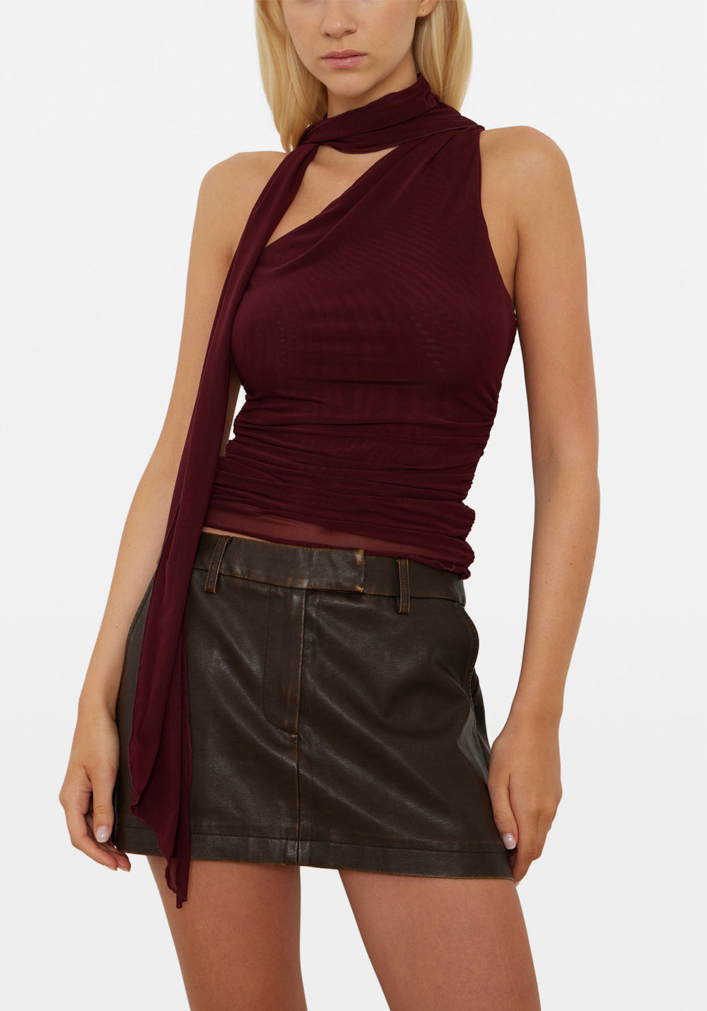 MESH SCARF TOP CHERRY