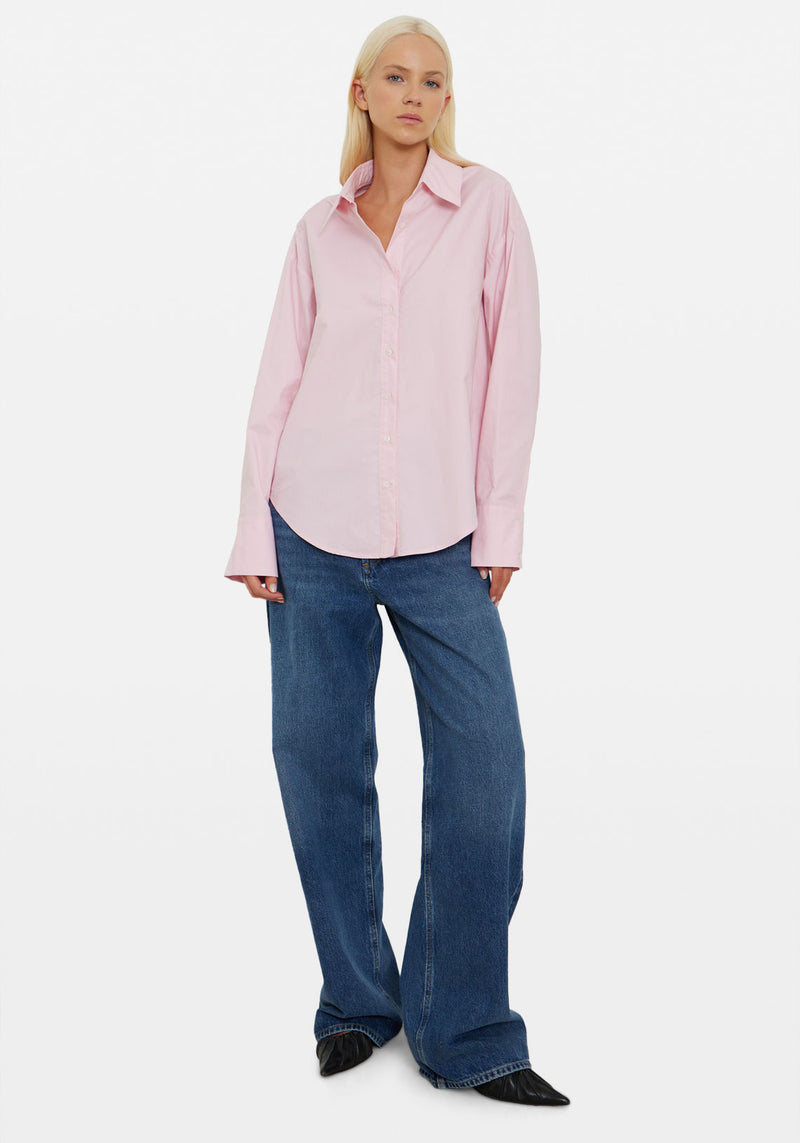 Pre-Order | OVERSIZED COTTON POPLIN SHIRT PALE PINK