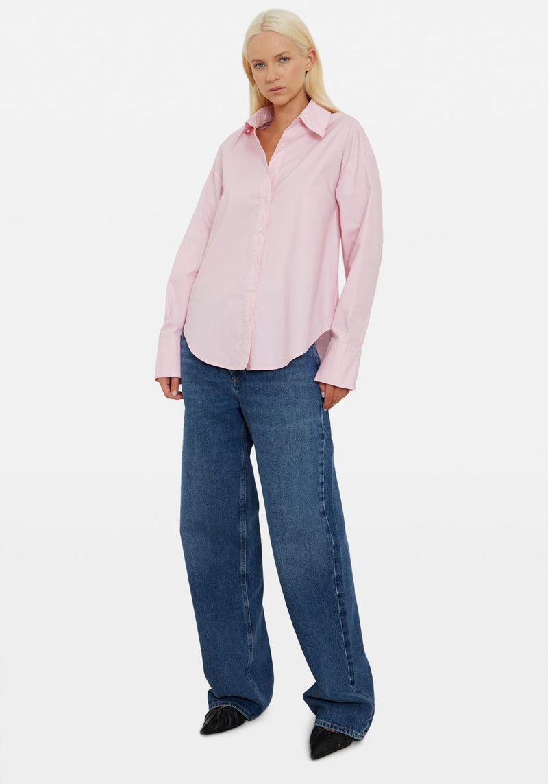 Pre-Order | OVERSIZED COTTON POPLIN SHIRT PALE PINK