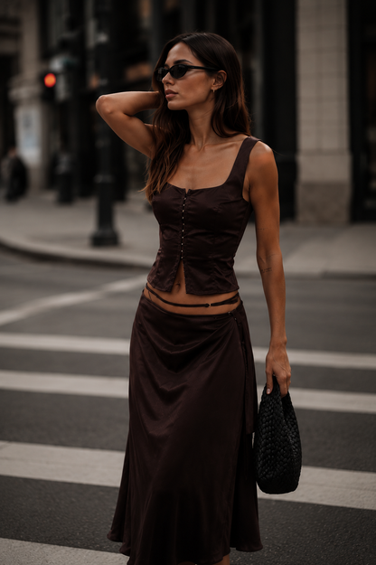 Chosen by Tuchuzy Satin Bodice Coffee