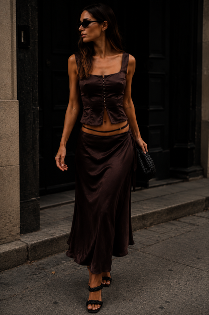Chosen by Tuchuzy Satin Bodice Coffee