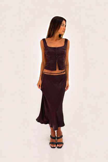Chosen by Tuchuzy Satin Bodice Coffee