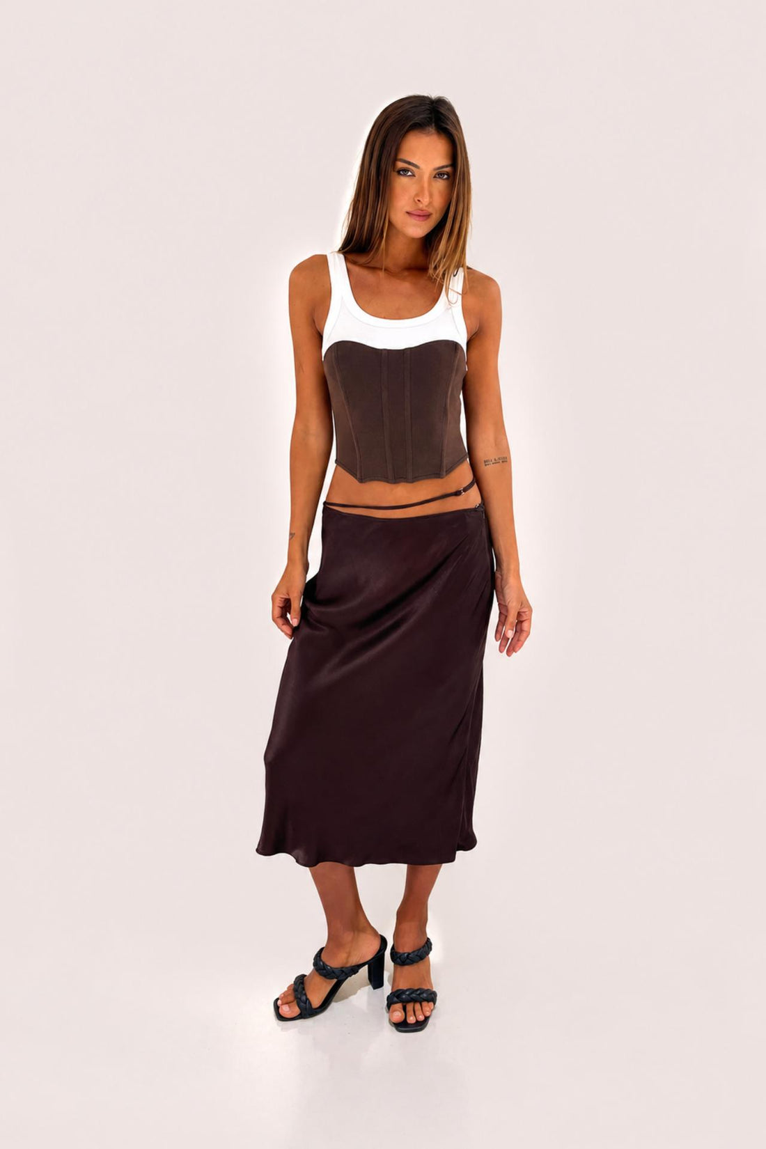 Chosen By Tuchuzy SATIN STRAP MIDI SKIRT