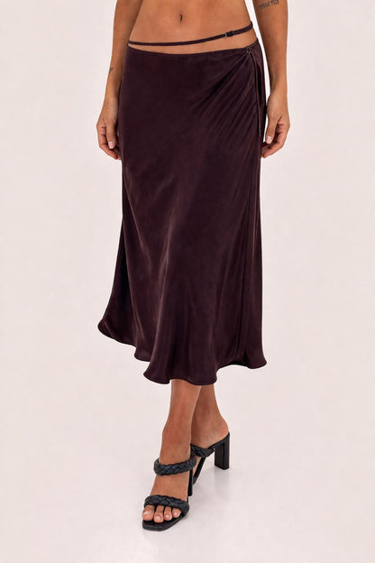 Chosen By Tuchuzy Satin strap midi skirt