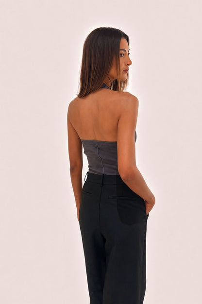 Chosen By Tuchuzy Scoop Halter Shell Tank Slate