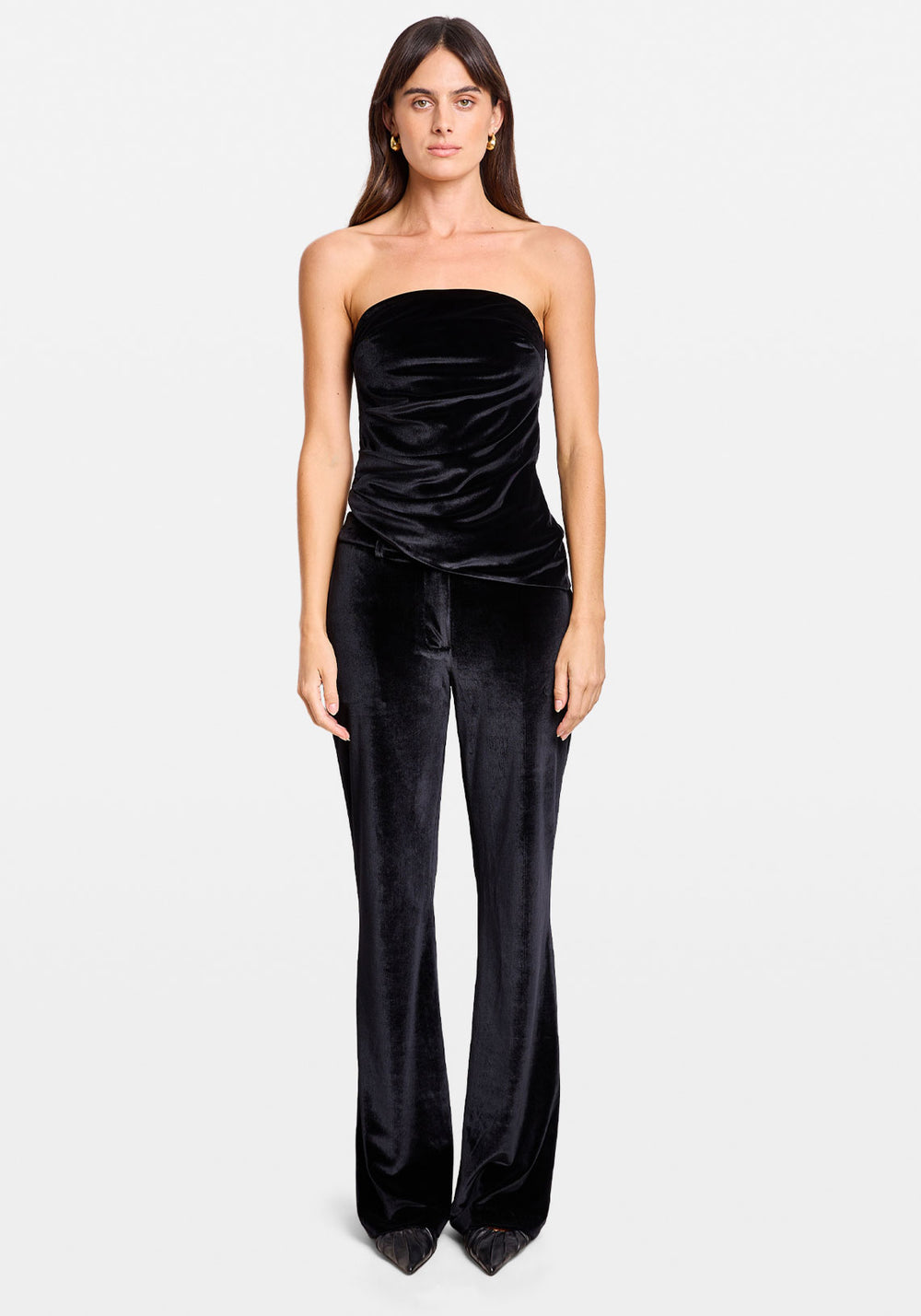 VELVET DRAPED BODICE BLACK