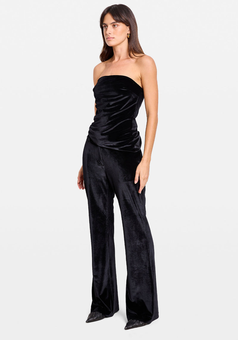 VELVET DRAPED BODICE BLACK