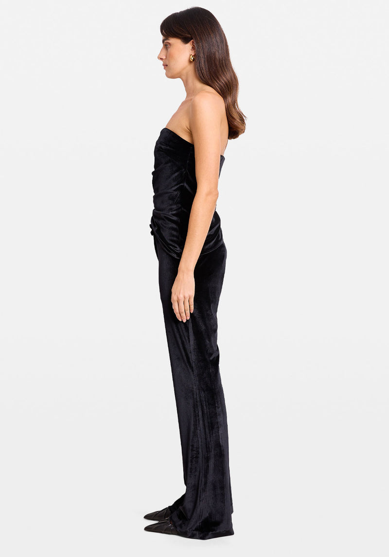 VELVET DRAPED BODICE BLACK