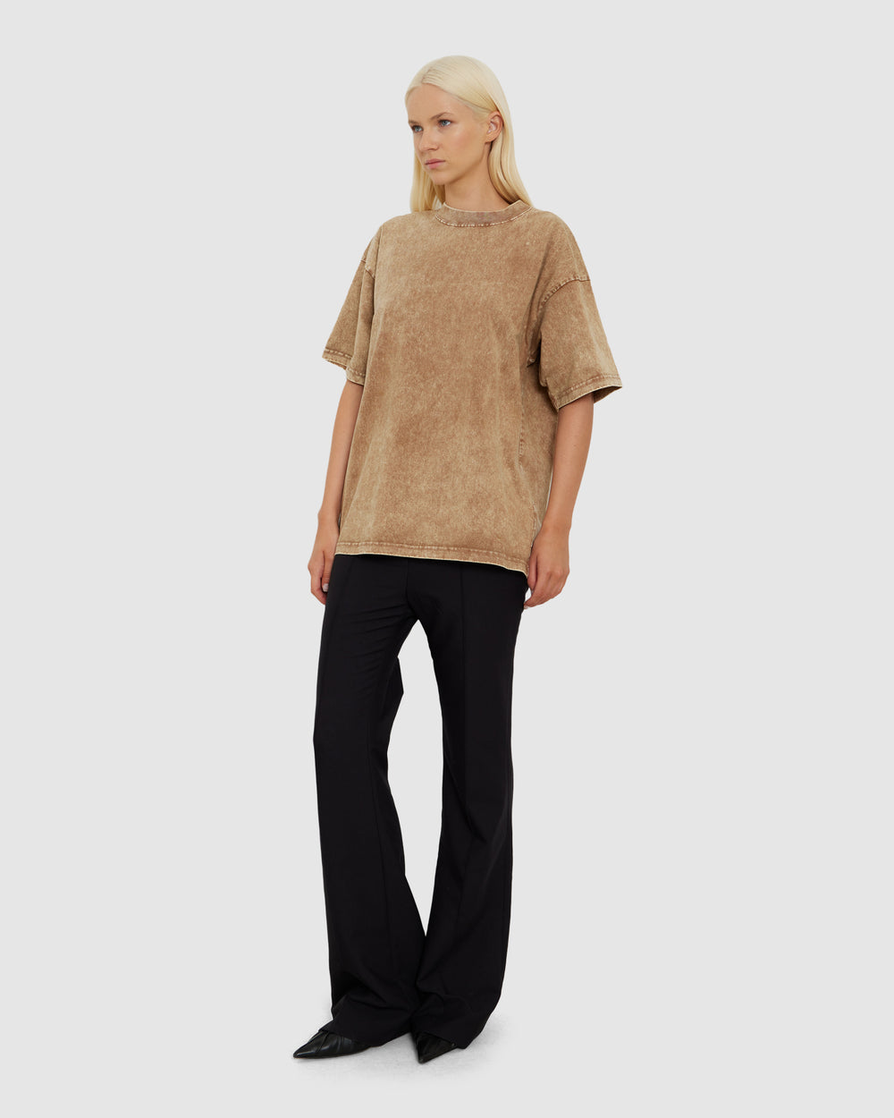 WASHED OVERSIZED TEE TAN