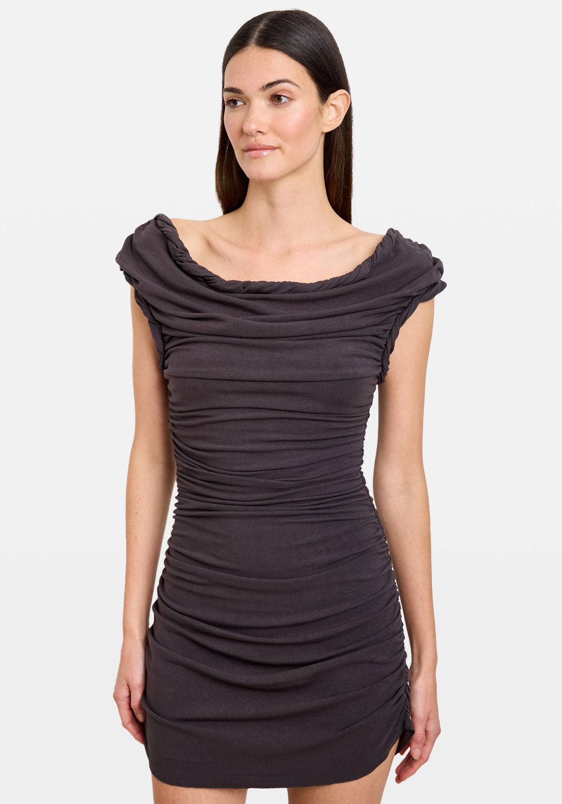 Twist Edge Mini Dress Coal