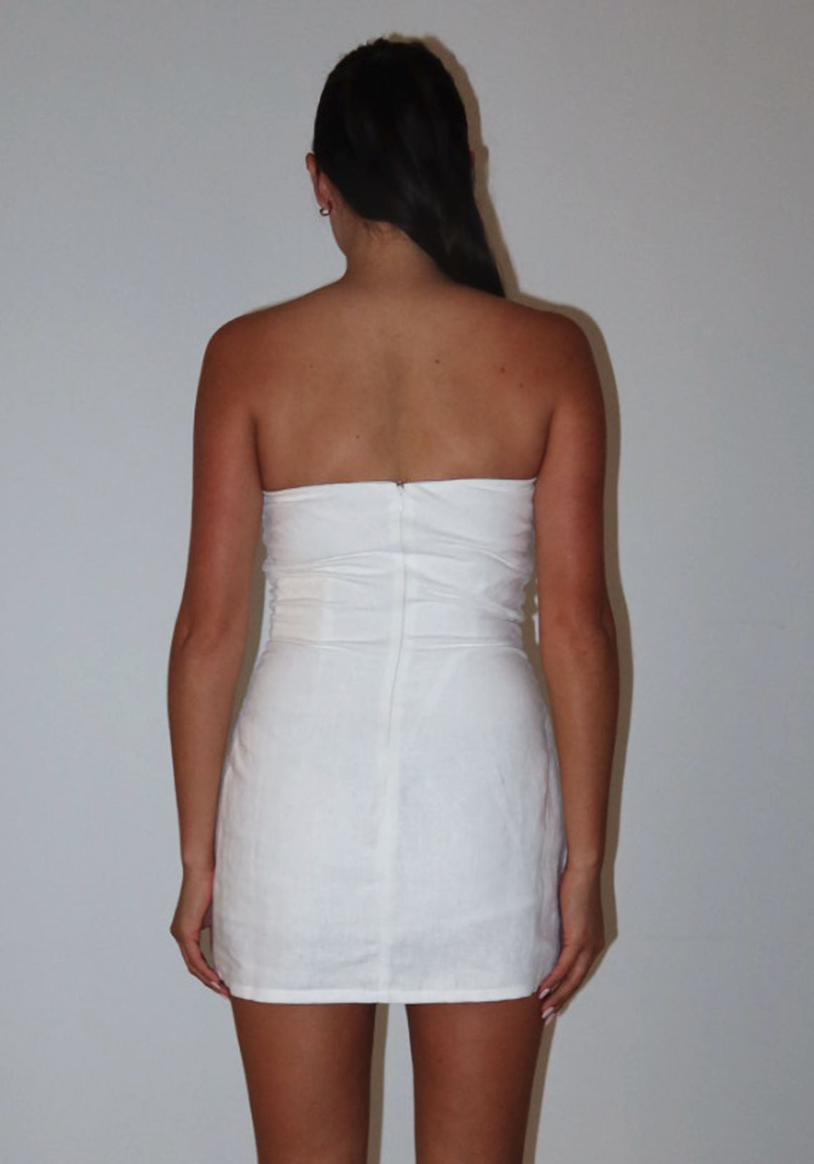 Key Hole Linen Mini Dress White