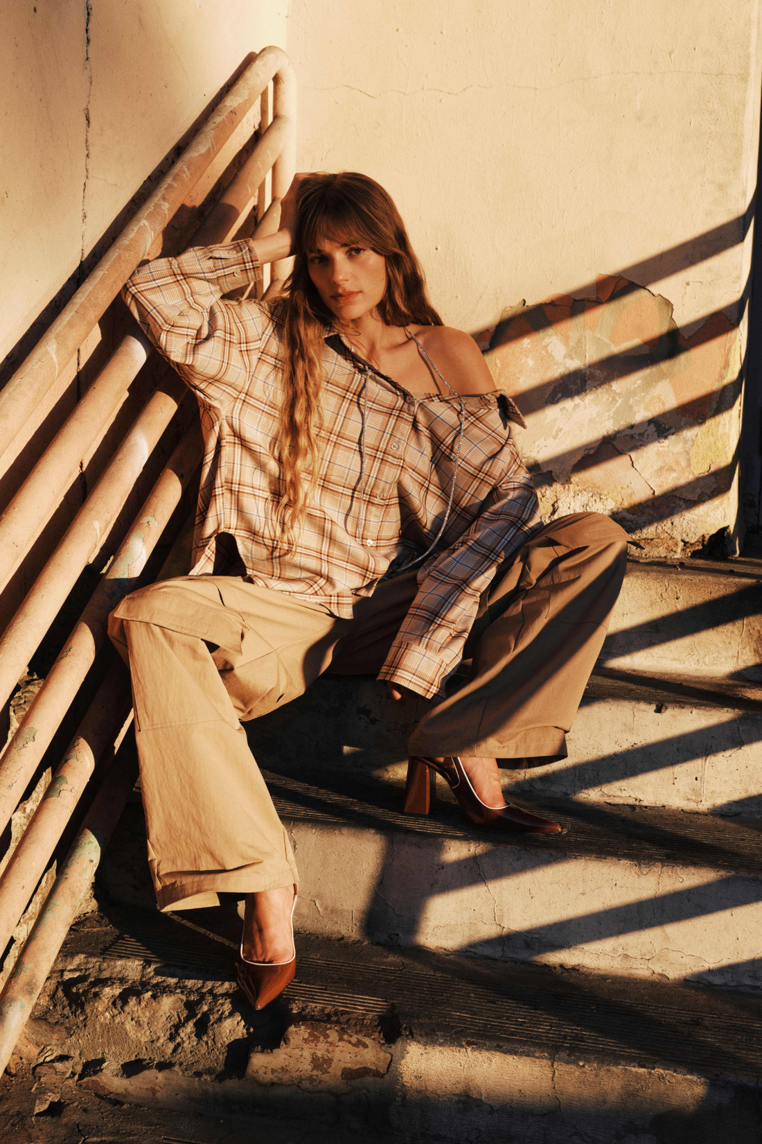 Oversized Plaid Jandrew Shirt In Beige