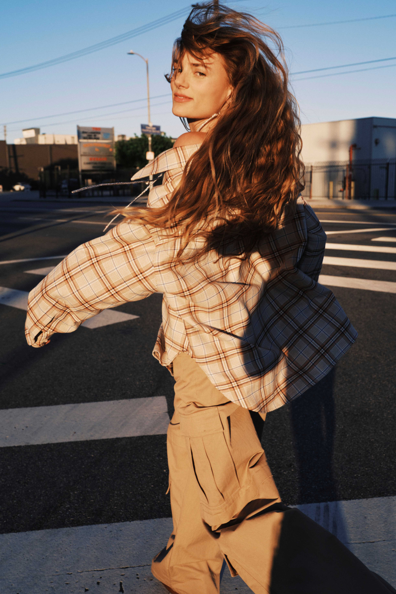 Oversized Plaid Jandrew Shirt In Beige