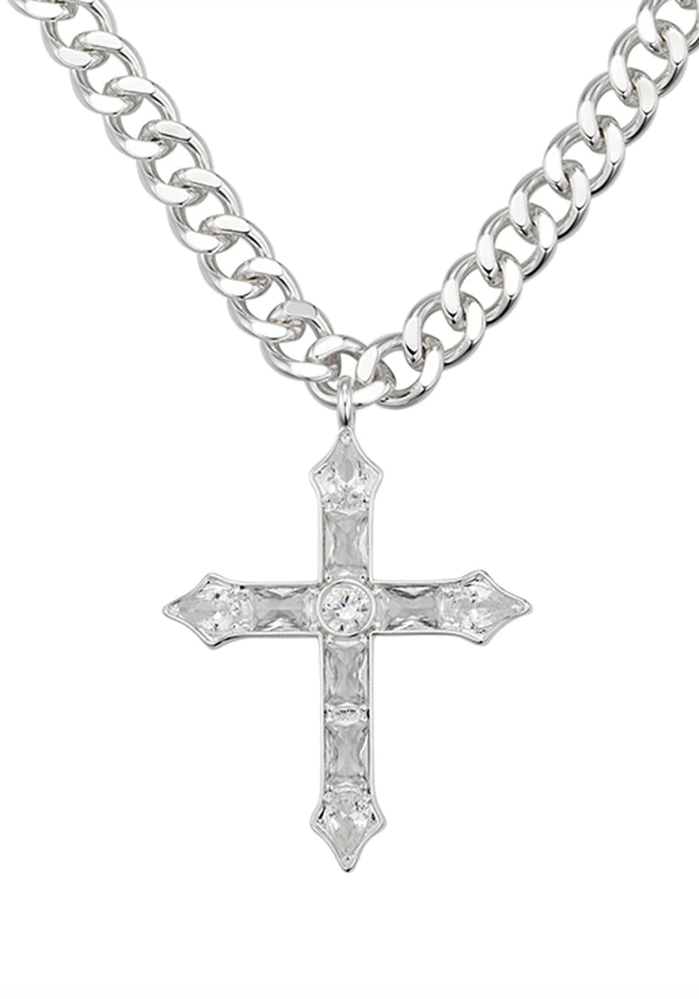 ROYALTY CROSS NECKLACE SILVER TOPAZ