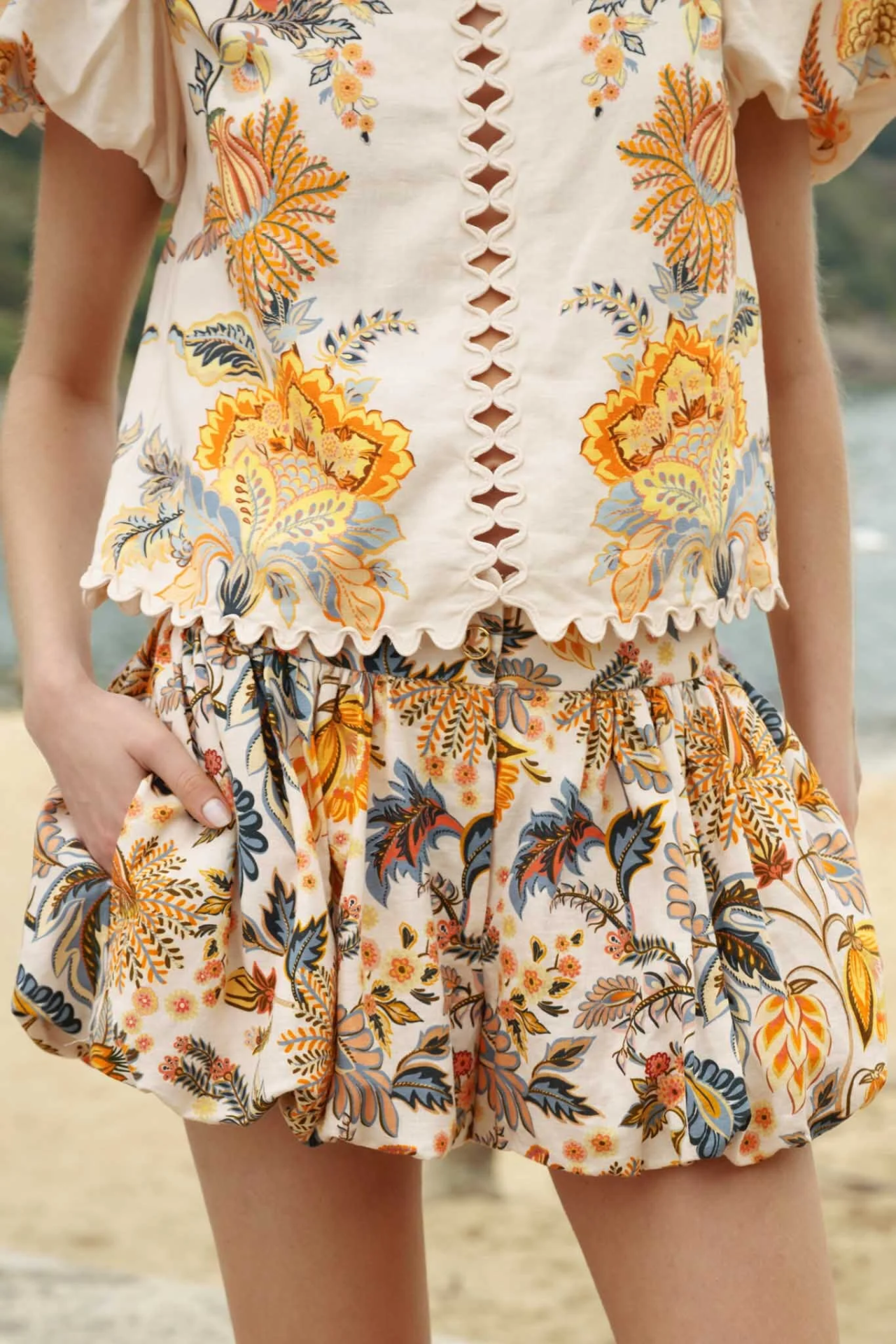 Farm Rio Ligia Shorts Off White