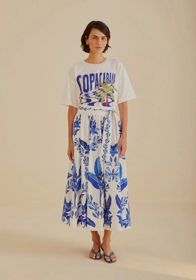 BLUE YARD OFF-WHITE MIDI SKIRT