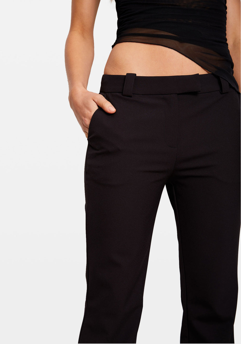 FLARED MID RISE PANT BLACK